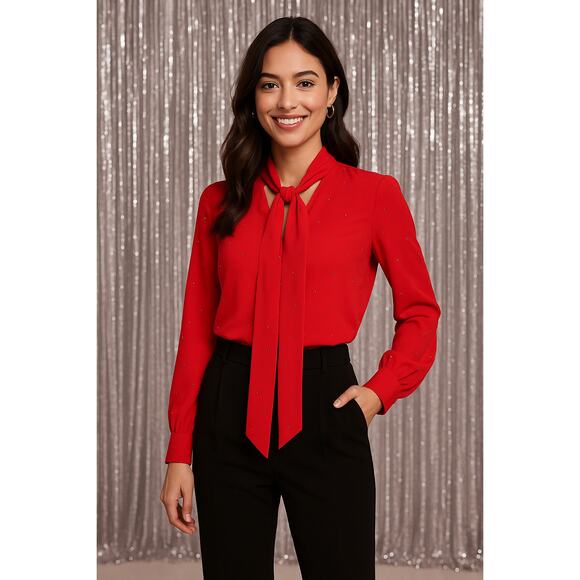 Ted Baker Tops - New Ted Baker Red Sparkle Rhinestone Holiday Blouse Size 0 (US XS) $225